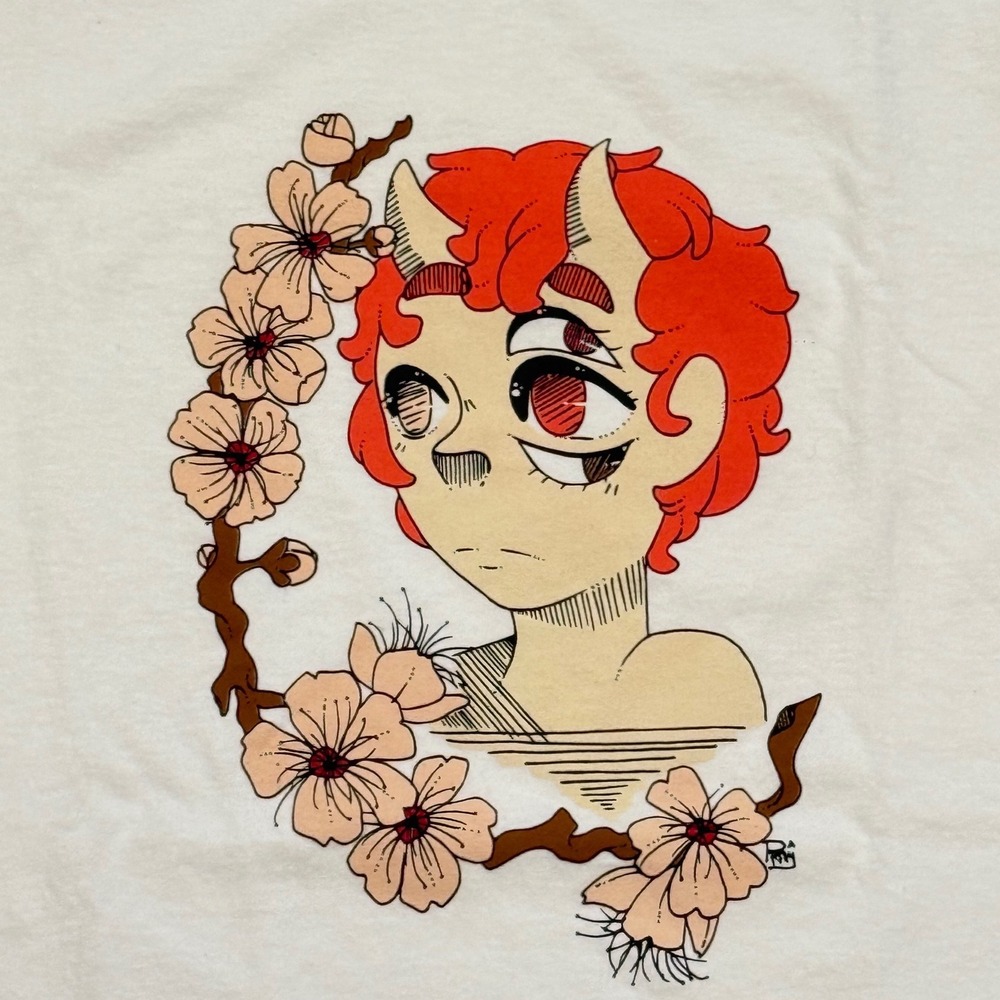 Indie Artist Cherry Blossom Graphic Tee Medium